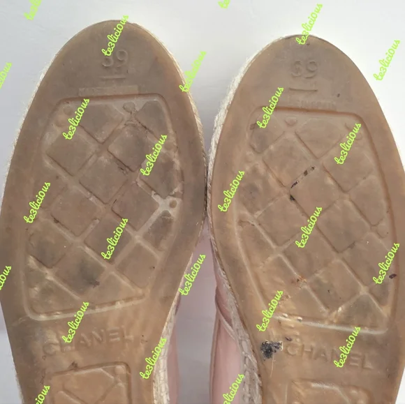 CHANEL 19P PINK MESH GROSSGRAIN ESPADRILLES - Picture 10 of 12